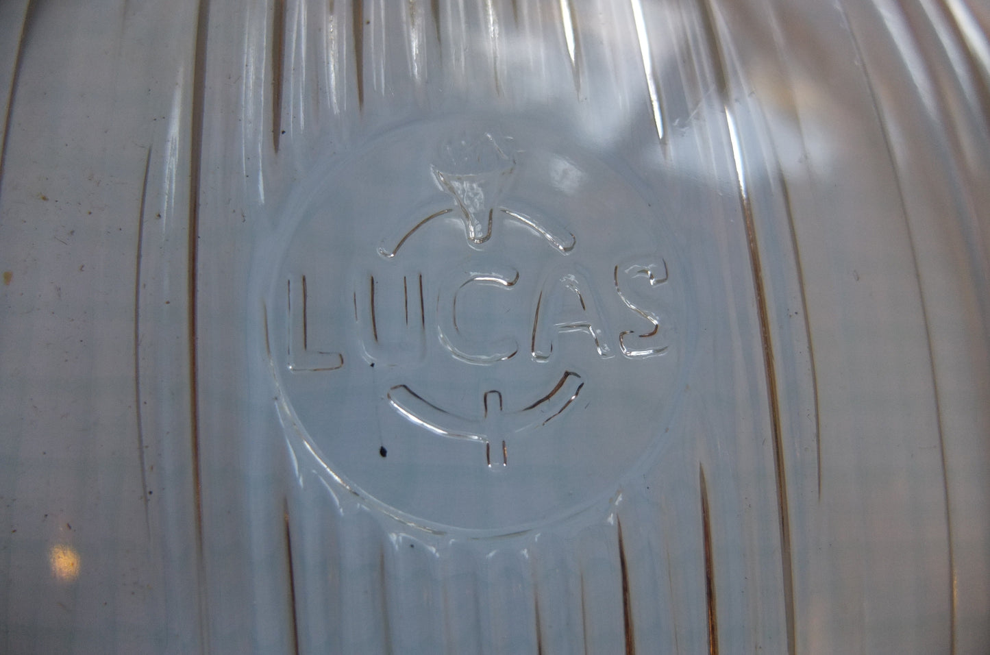 P5/060B Original Lucas Headlamp Glass - 8"  Domed cat's eye (second hand part).